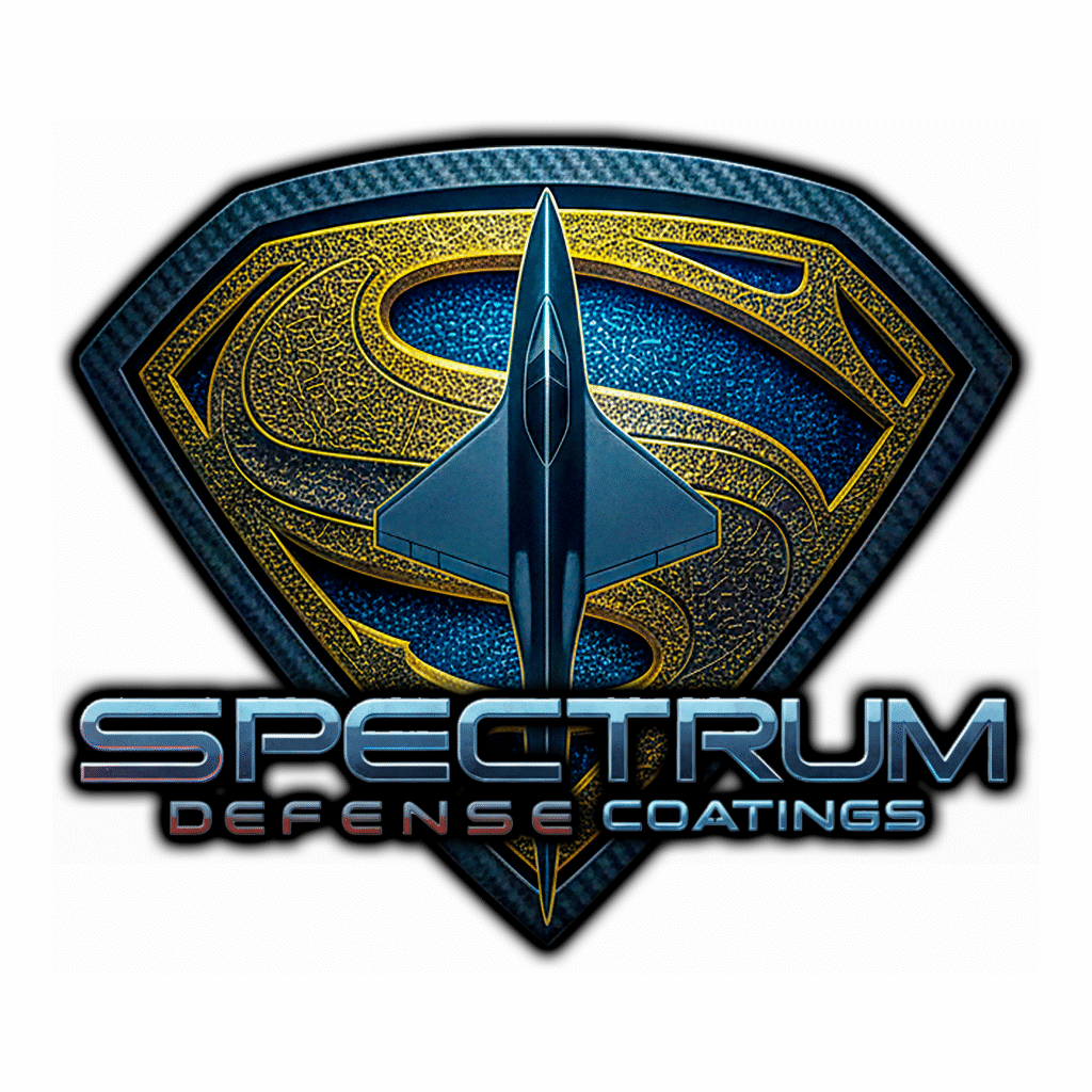 Spectrum Defense Coatings logo with stylized jet emblem.