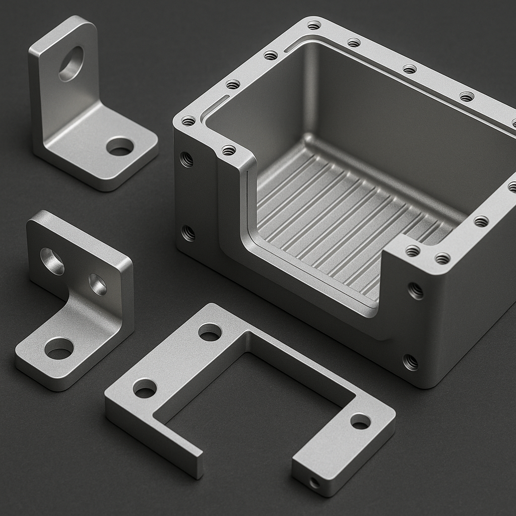 Precision-machined aluminum enclosure and mounting brackets with uniform protective coating.